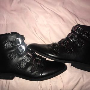Black studded booties
